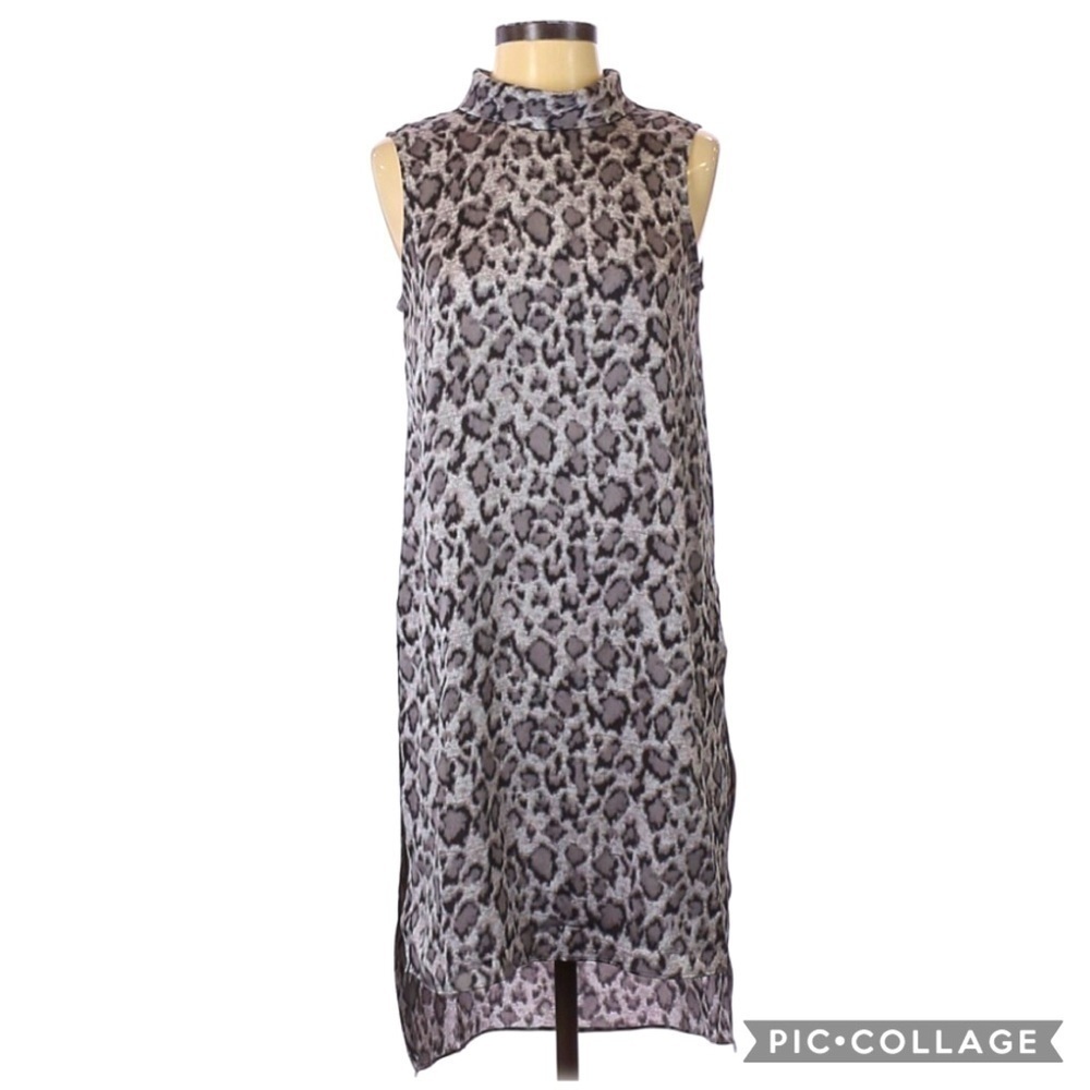 Vince Camuto Leopard Cheetah Print MOC Neck Tunic Dress